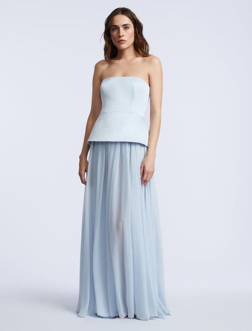 Bcbg Strapless Peplum Gown In Blue