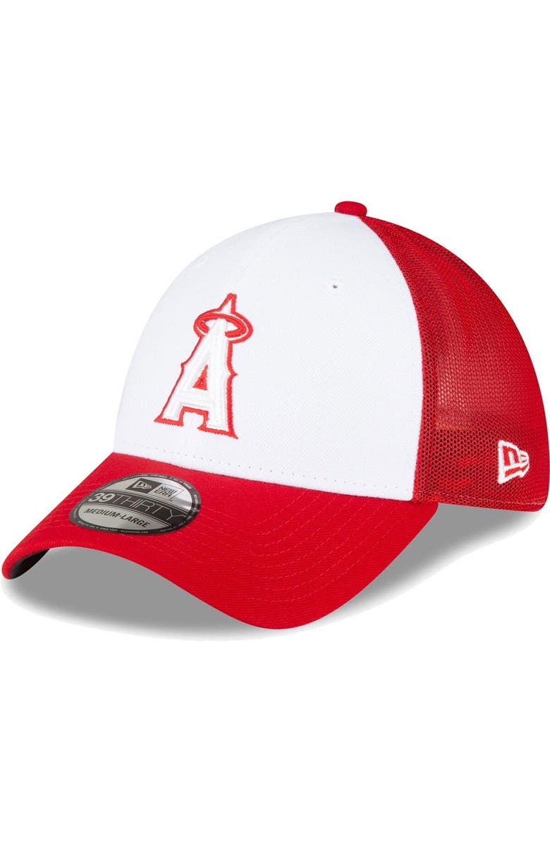 New Era Men's New Era Red/White Los Angeles Angels 2023 On-Field Batting Practice 39THIRTY Flex Hat, Main, color, White