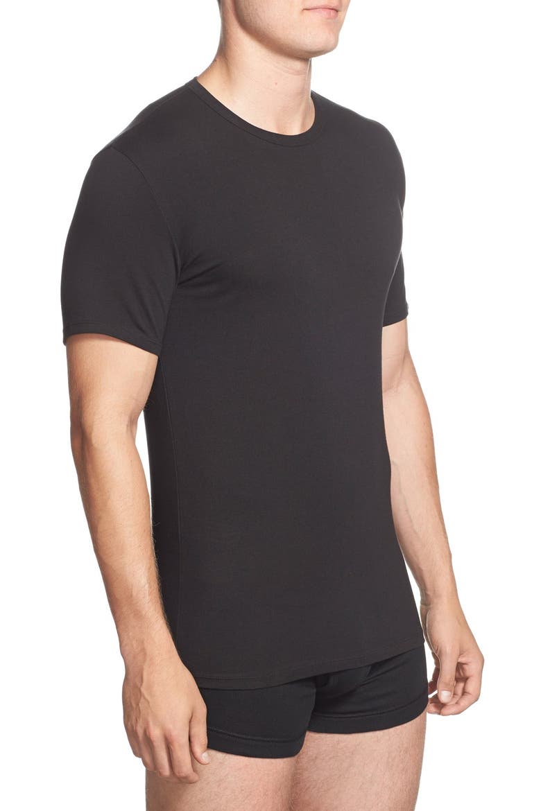 2-Pack Stretch Cotton Crewneck T-Shirt, Alternate, color, BLACK