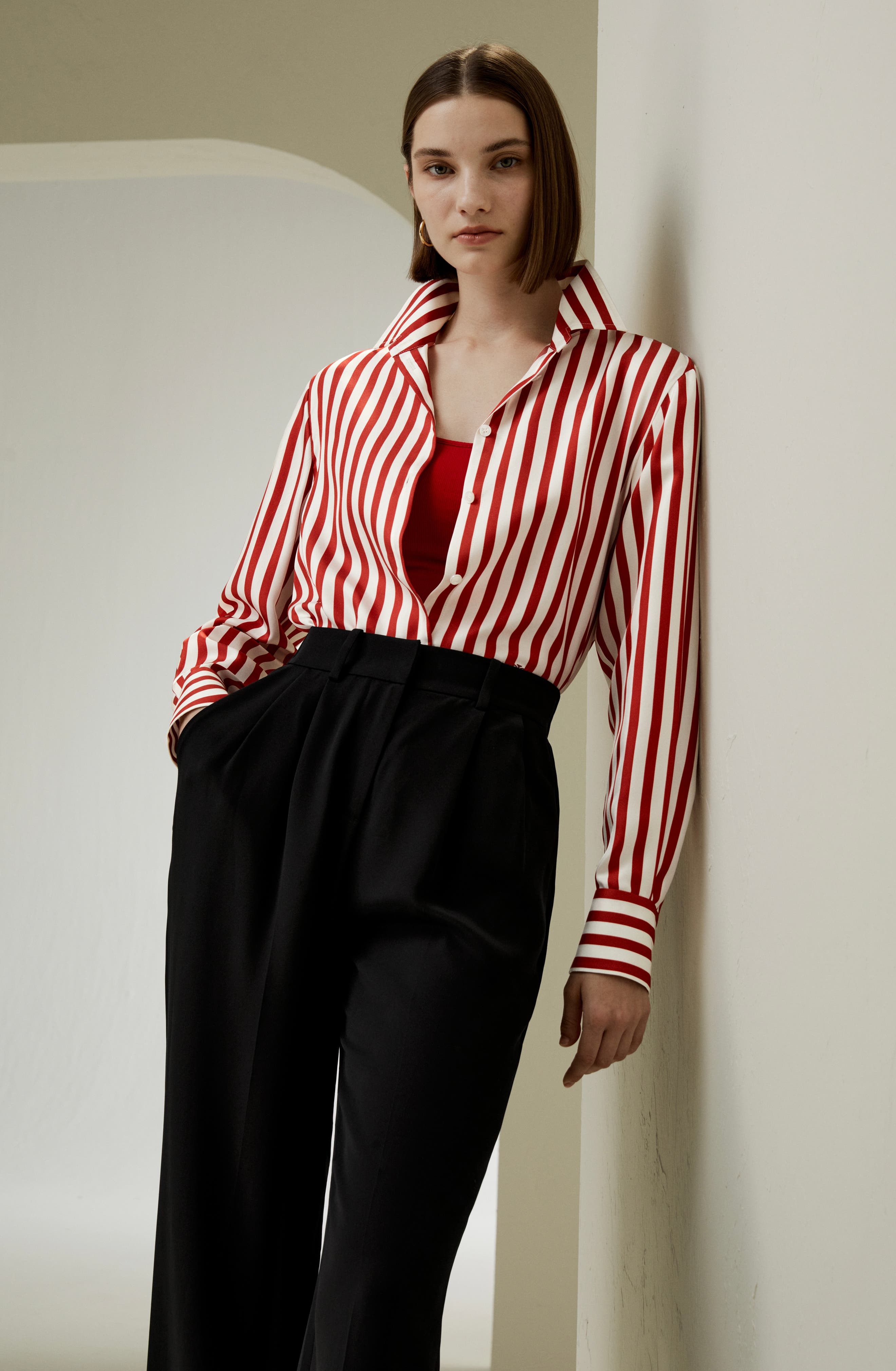 Classic Striped Silk Shirt - image 4