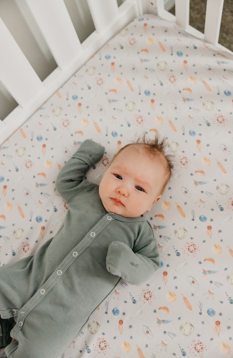 Copper Pearl Premium Crib Sheet, Alternate, color, Cosmos