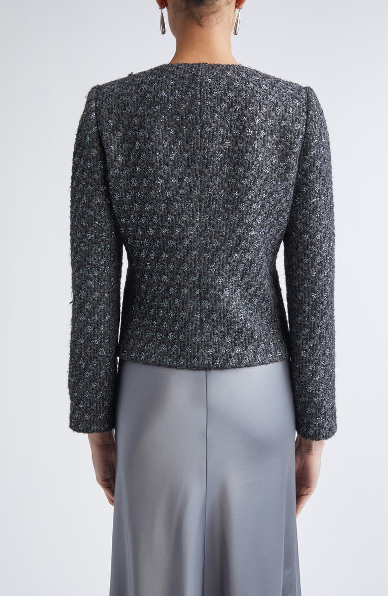 ST. JOHN Metallic Wool Blend Knit Jacket, Alternate, color, Pewter Lurex Multi