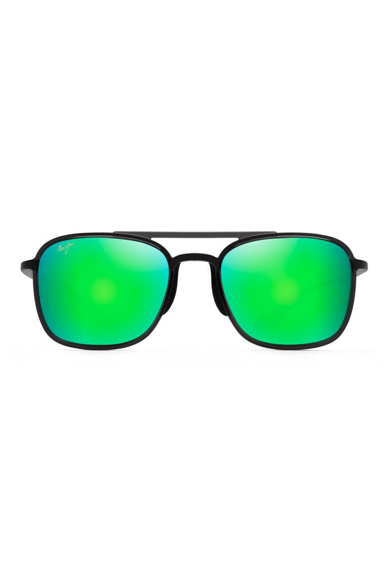 Keokea 55mm PolarizedPlus2® Aviator Sunglasses, Main, color, TRANSLUCENT GREY/ MAUIGREEN
