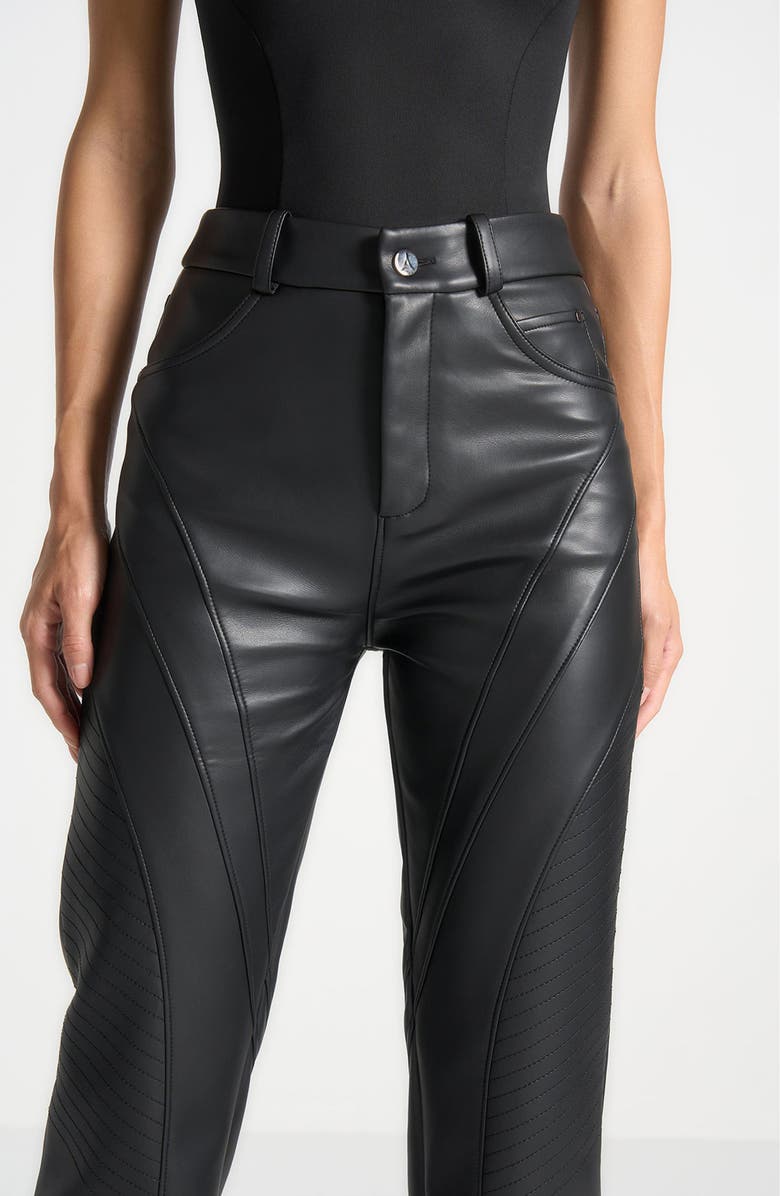 Manière De Voir Leather Biker Trousers, Alternate, color, Black