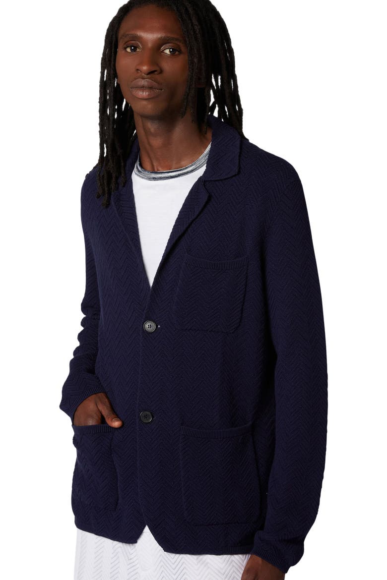 Cotton And Viscose Knit Blazer, Alternate, color, Dark Blue