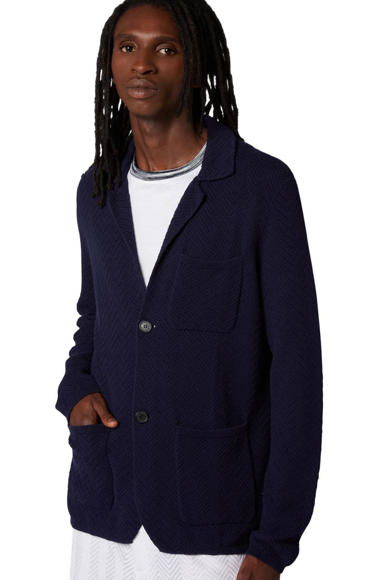 Missoni Cotton And Viscose Knit Blazer, Alternate, color, Dark Blue