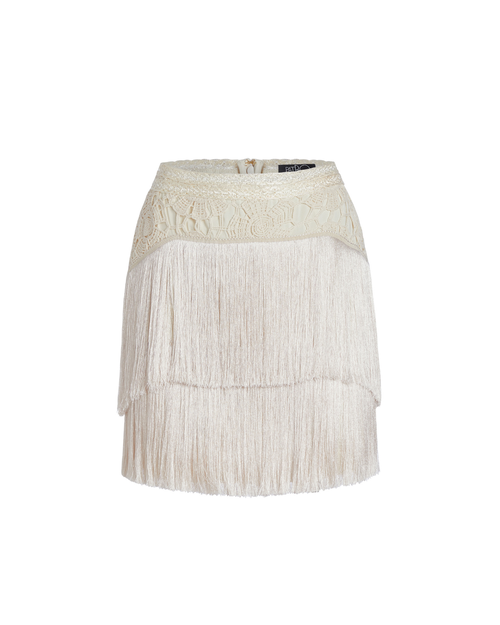 Shop Patbo Crochet Fringe Mini Skirt In Wheat
