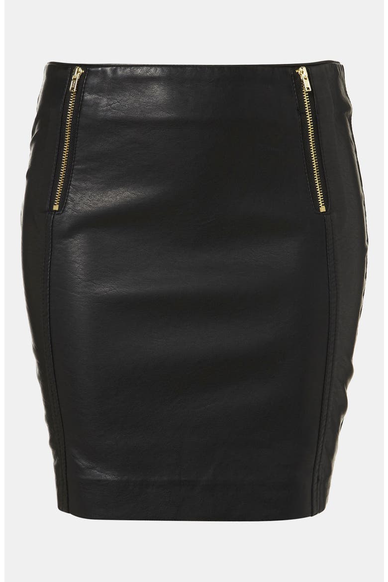 Faux Leather Miniskirt, Main, color, BLACK