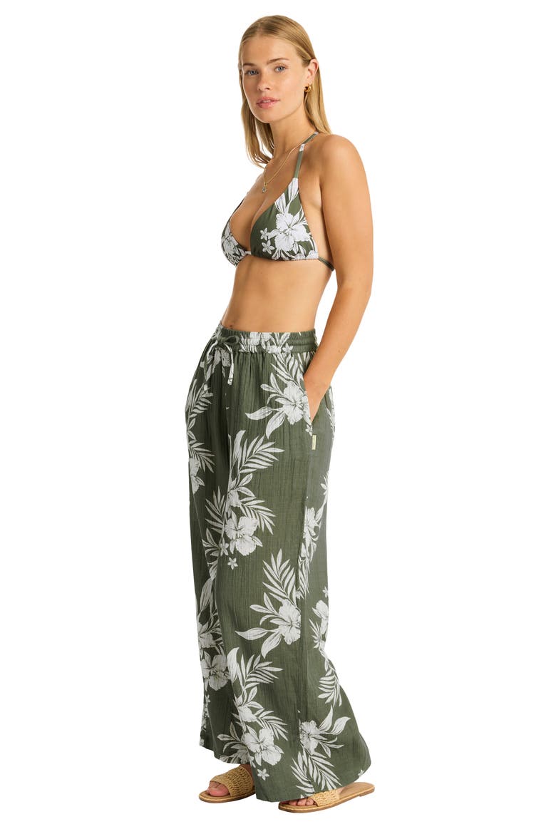 Aloha Wide Leg Cover-Up Pants, Alternate, color, KHAKI
