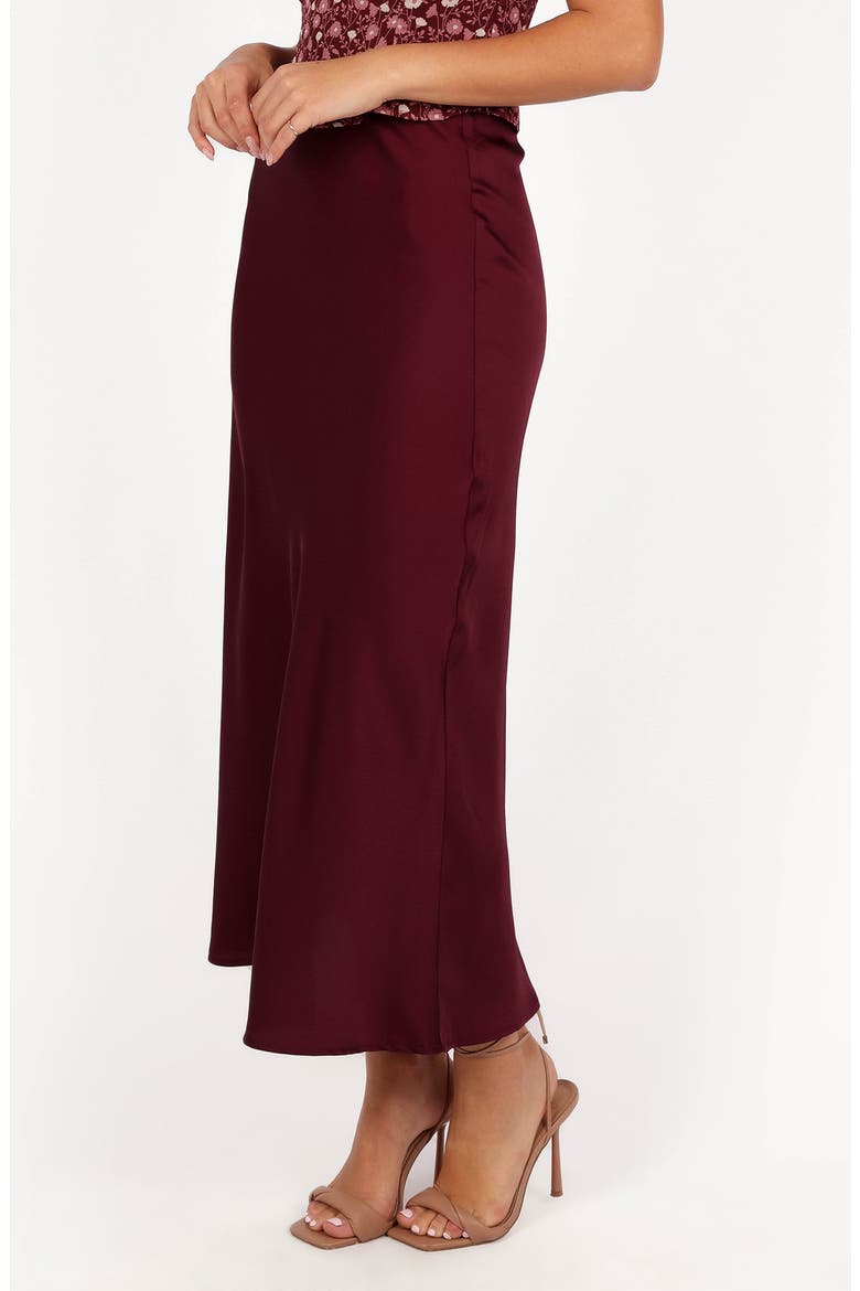 Nellie Satin Maxi Skirt, Alternate, color, BURGUNDY