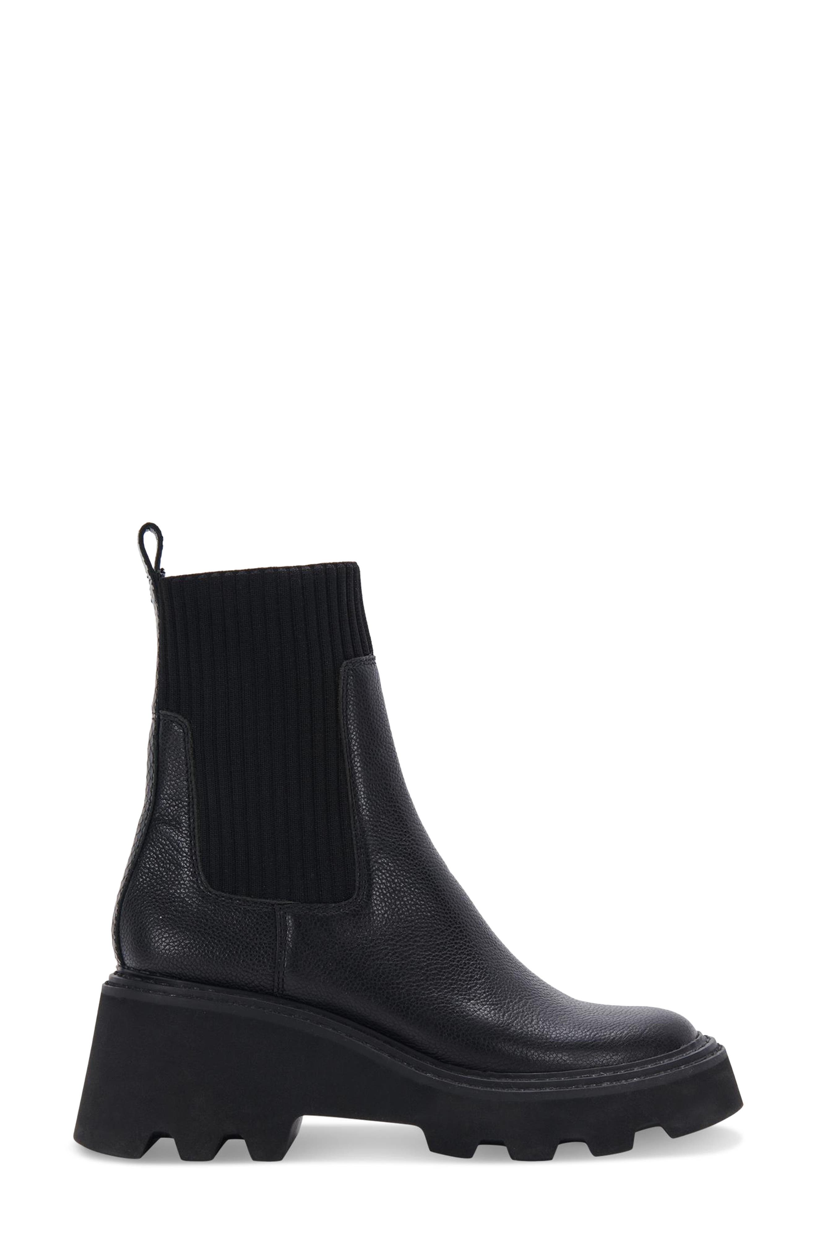 Dolce Vita Hoven H2O Waterproof Platform Lug Sole Bootie, Alternate, color, Black Leather H2o