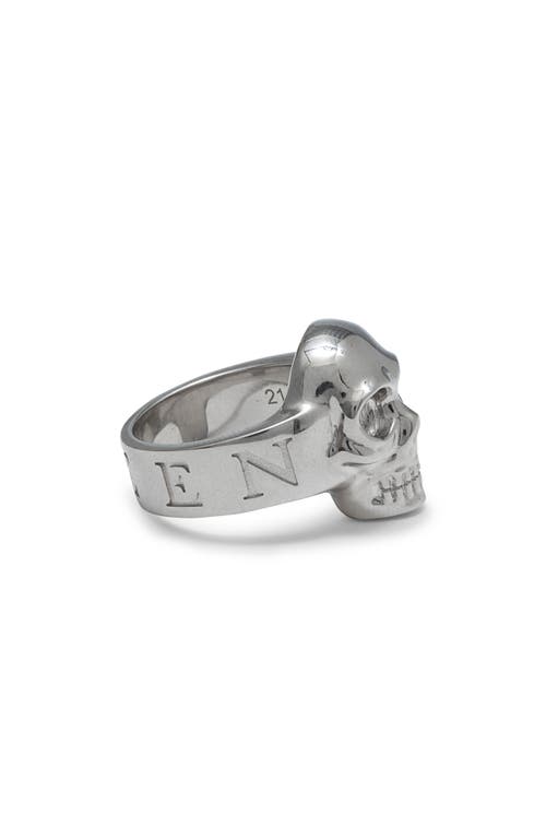 Alexander Mcqueen Skull Mcqueen Ring In Palladium