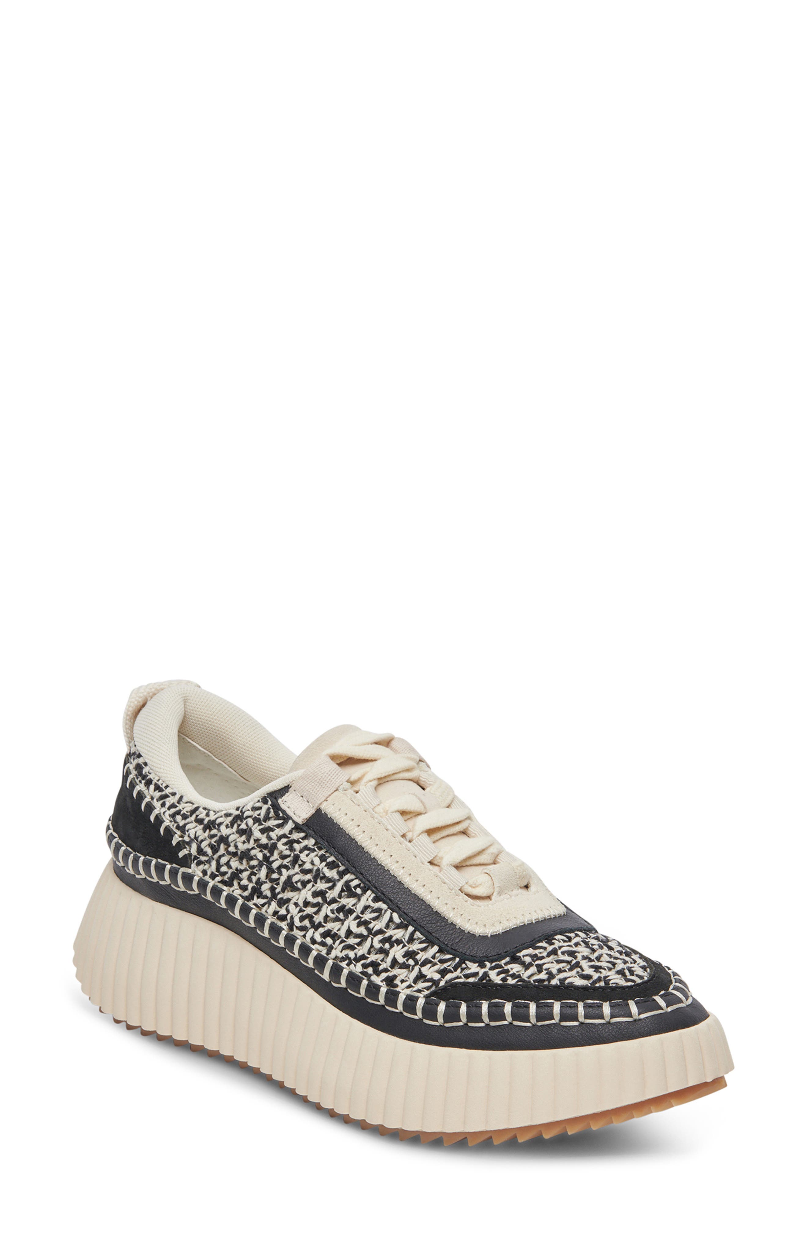 Dolen Platform Sneaker, Main, color, WHITE/ BLACK WOVEN
