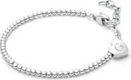 Tiny Blessings Sterling Silver Dainty Heart & Engraved Initial 5.25" Bracelet