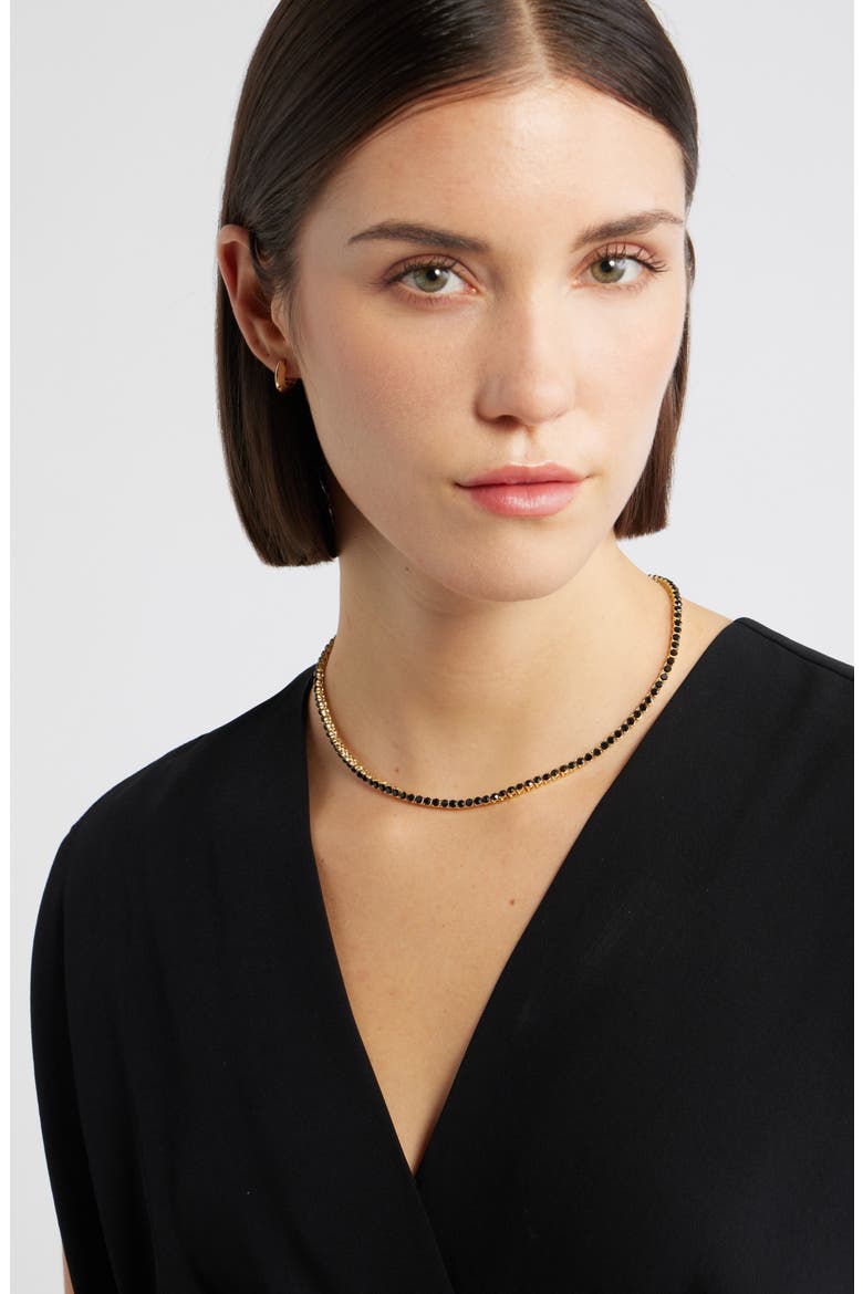 3mm Cubic Zirconia Tennis Necklace, Alternate, color, BLACK- GOLD