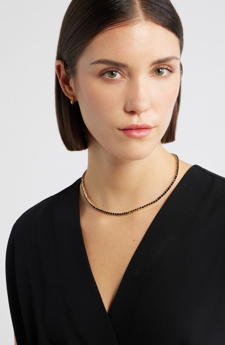 Nordstrom 3mm Cubic Zirconia Tennis Necklace, Alternate, color, Black- Gold