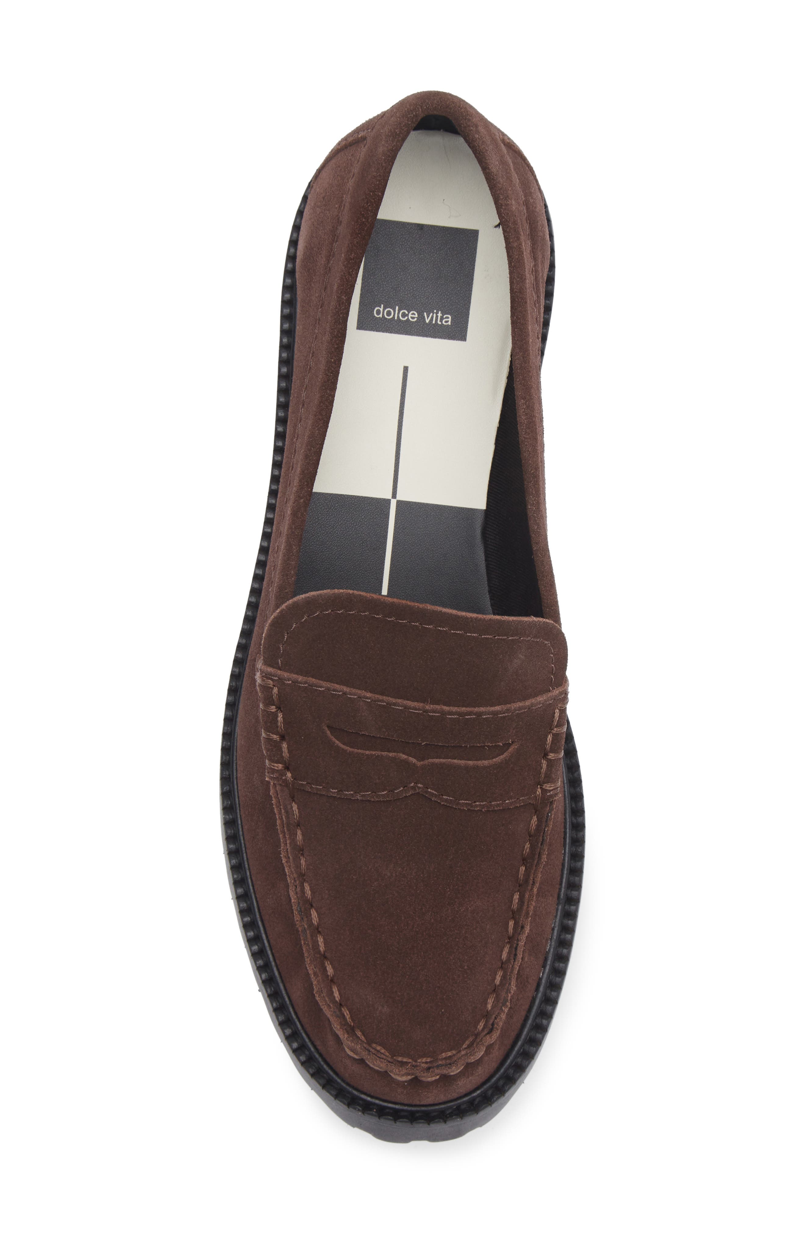 Dolce Vita Merek Platform Penny Loafer, Alternate, color, Dark Brown Suede