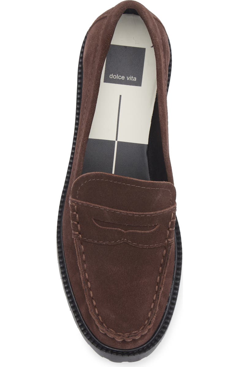 Dolce Vita Merek Platform Penny Loafer, Alternate, color, Dark Brown Suede