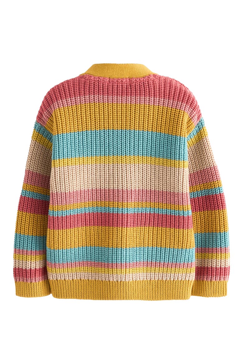 Kids' Bunny Stripe V-Neck Cardigan, Alternate, color, PINK