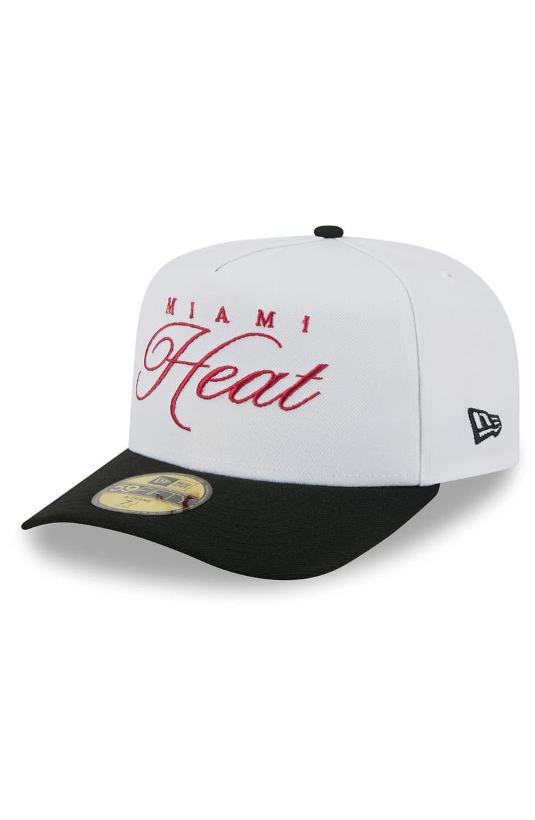 New Era Men's New Era White/Black Miami Heat 2025 NBA Draft A-Frame 59FIFTY Fitted Hat, Alternate, color, 