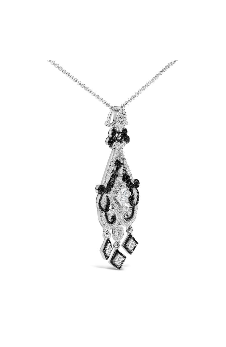 Haus of Brilliance Black Rhodium Plated Sterling Silver 3/4 Cttw Diamond Ornate Drop Pendant Necklace, Alternate, color, Silver
