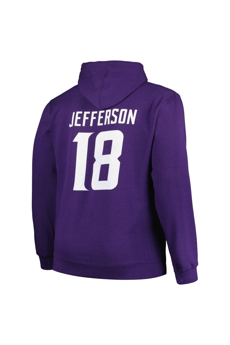 Men's Fanatics Branded Justin Jefferson Purple Minnesota Vikings Big & Tall Fleece Name & Number Pullover Hoodie, Alternate, color, Purple