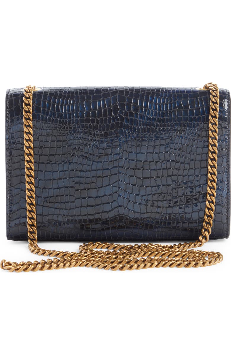 Saint Laurent Small Kate Shiny Croc Embossed Leather Shoulder Bag, Alternate, color,