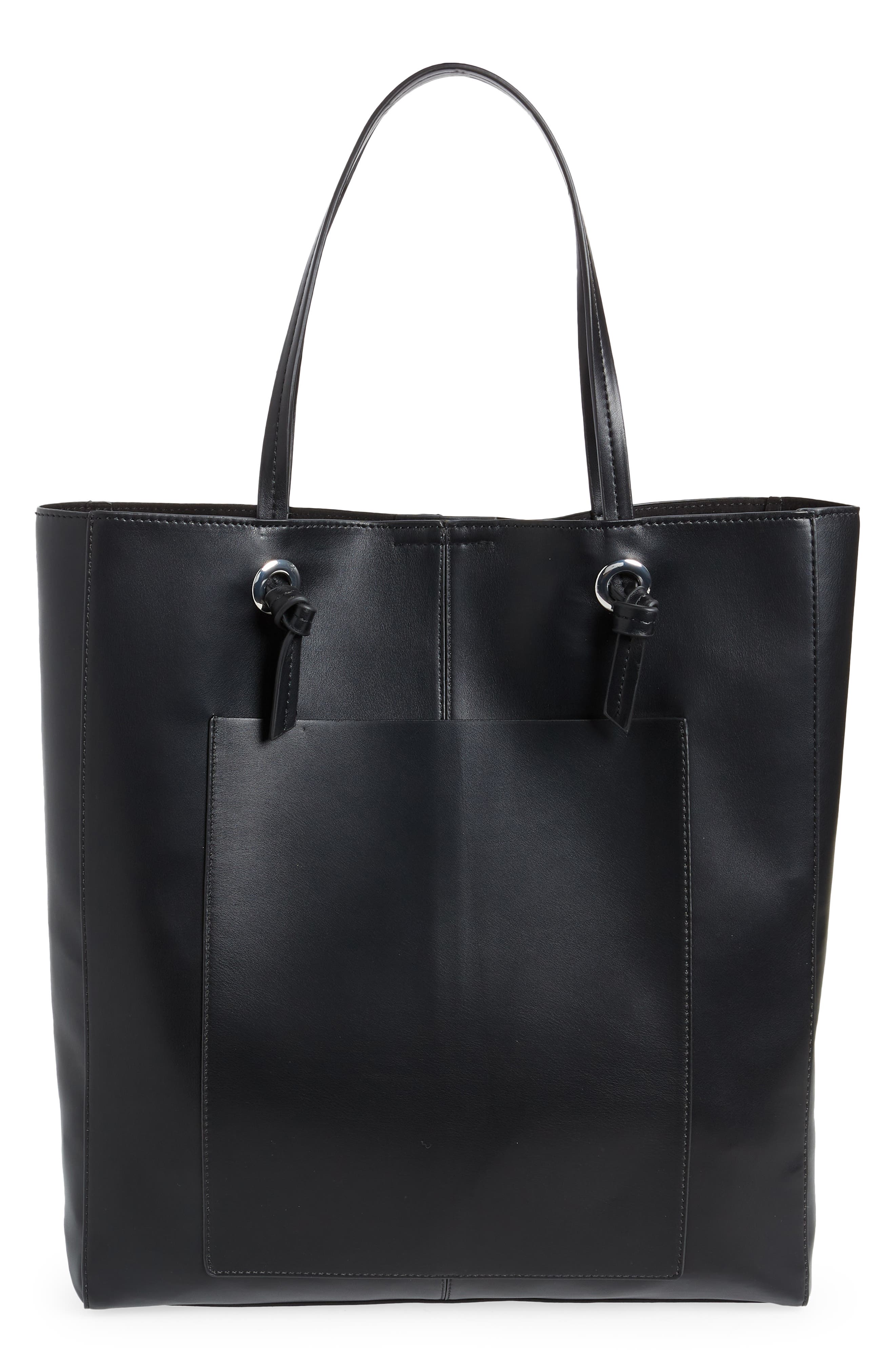 Topshop Faux Leather Tote Bag, Alternate, color, 
