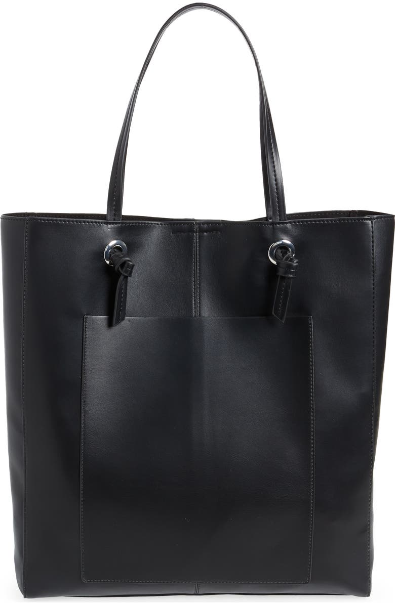 Topshop Faux Leather Tote Bag, Alternate, color,