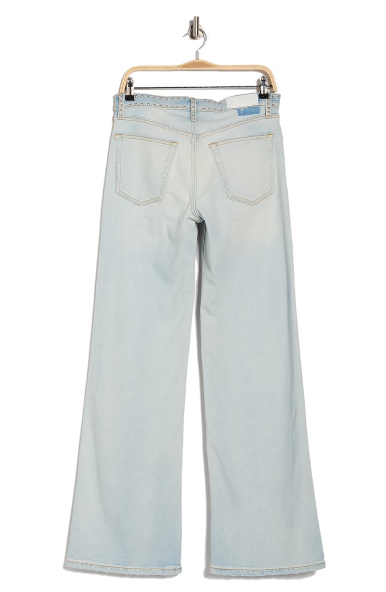 Re/Done Studded Mid Rise Wide Leg Jeans, Alternate, color, Acqua Stud