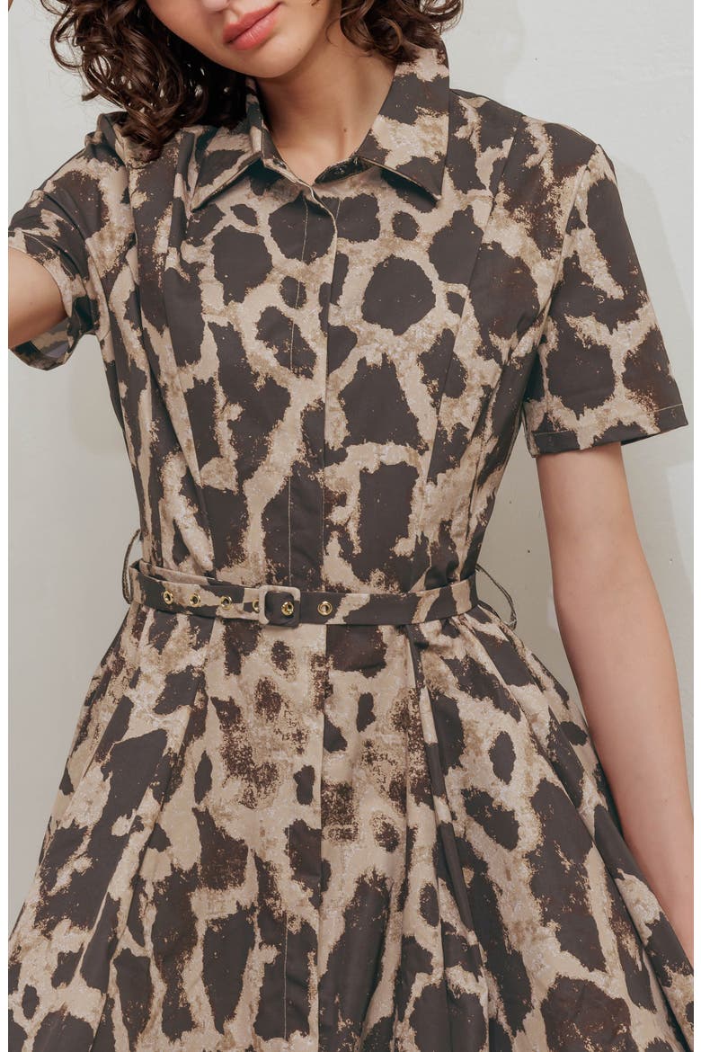 Animal Print A-Line Midi Dress, Alternate, color, BROWN MULTI