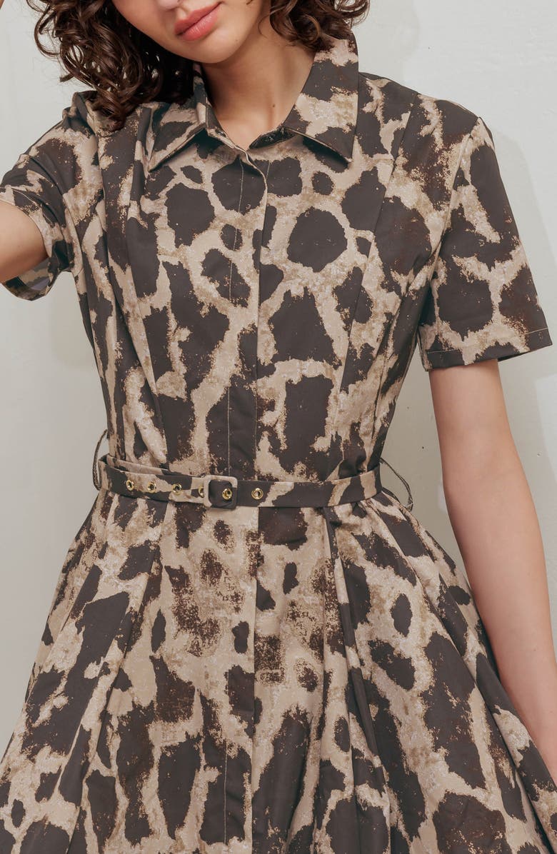 FREEMARKET Animal Print A-Line Midi Dress, Alternate, color, Brown Multi