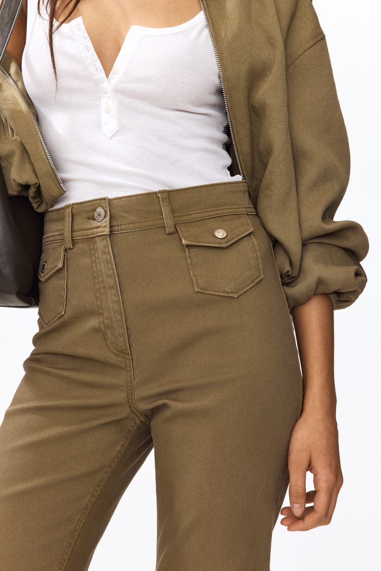 Flared Ankle-length Trousers, Alternate, color, Khaki green