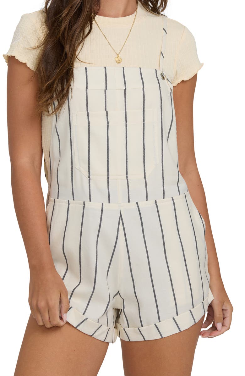 Billabong Wild Pursuit Stripe Shortalls, Alternate, color, White Cap