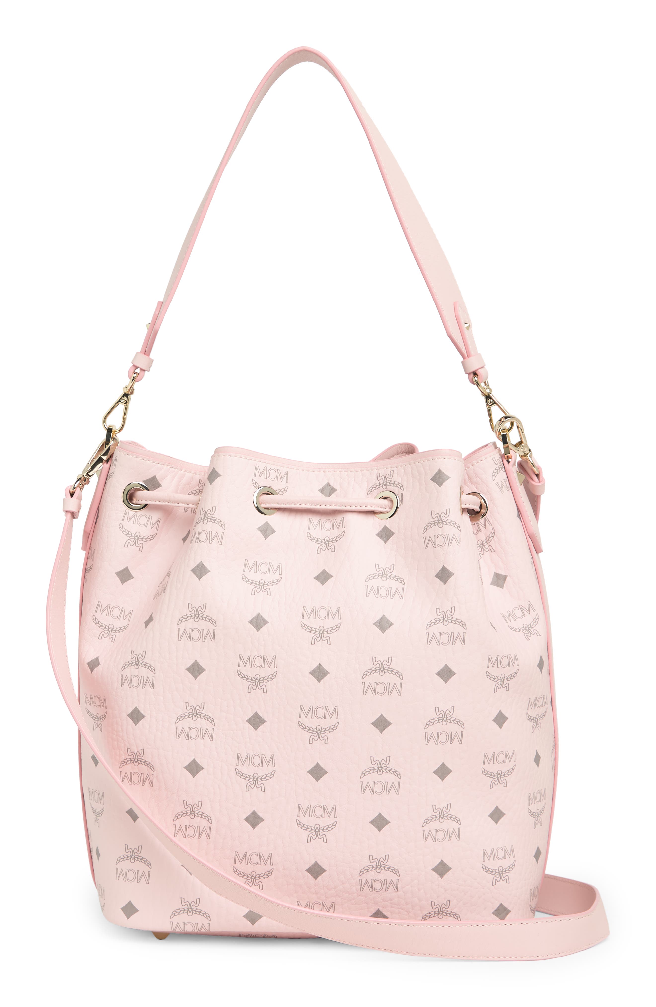 MCM Medium Aren Visetos Drawstring Crossbody Bag, Alternate, color, 