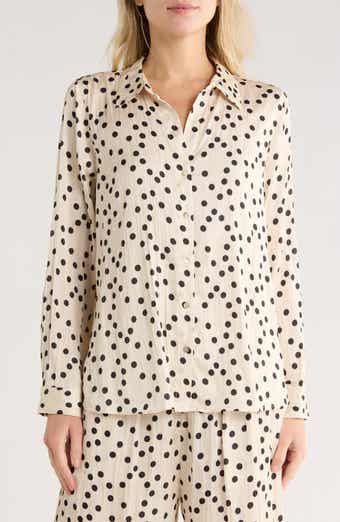 L'AGENCE Argo Polka Dot Button Front Top