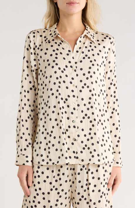 L'AGENCE Argo Polka Dot Button Front Top