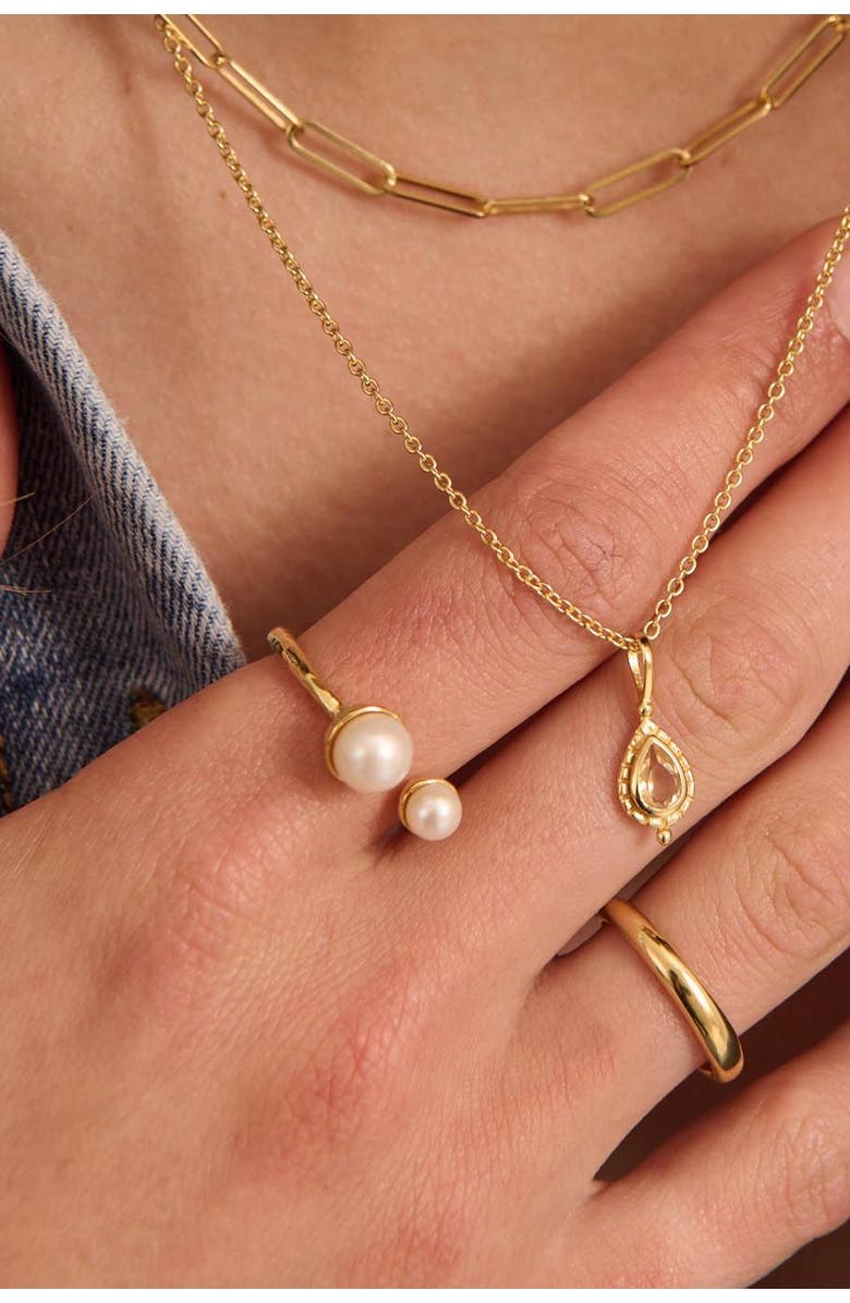 Murkani Riviera Double Pearl Ring 6, Alternate, color, Yellow Gold