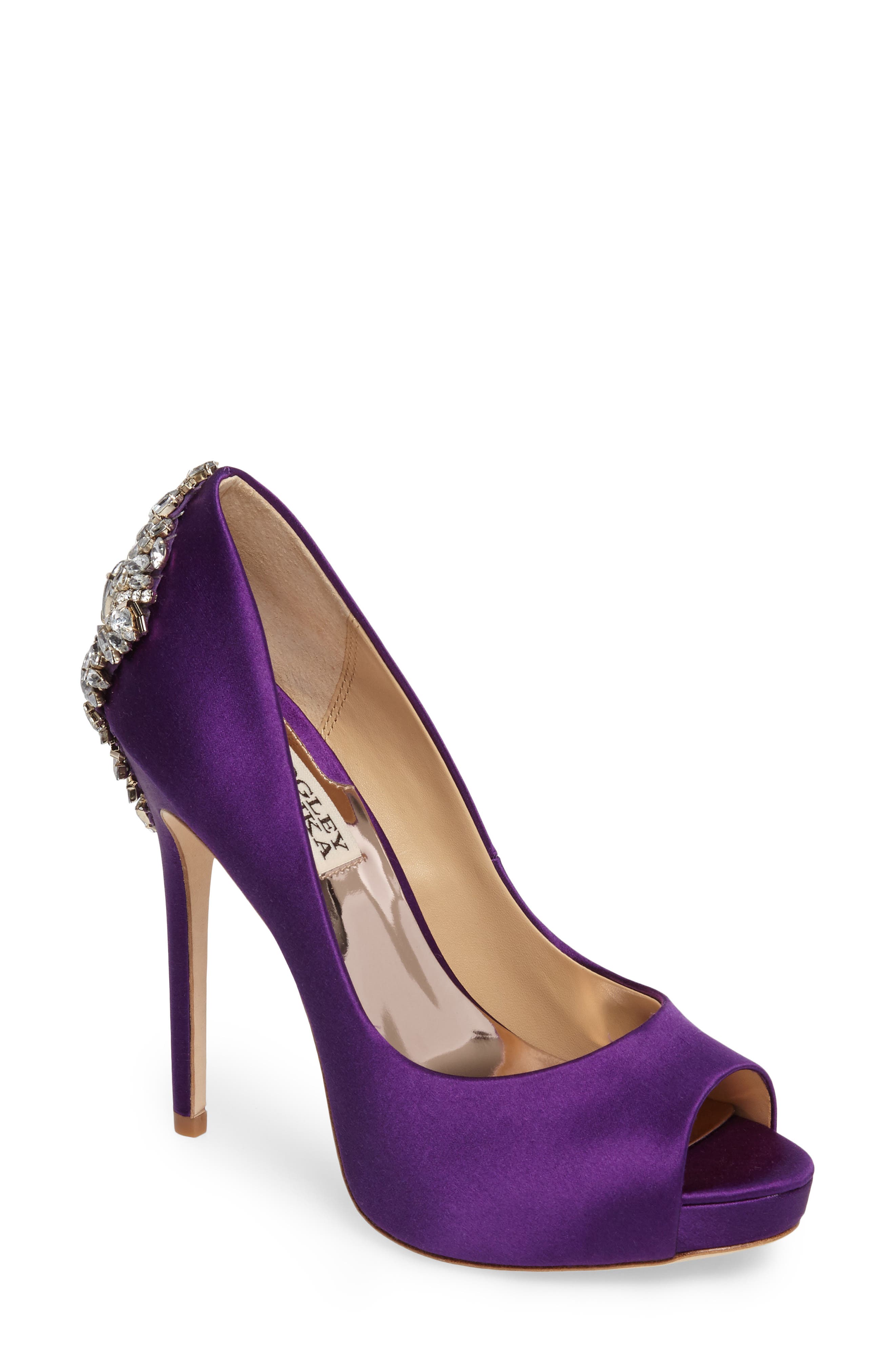 Kiara Crystal Back Open Toe Pump, Main, color, PURPLE SATIN
