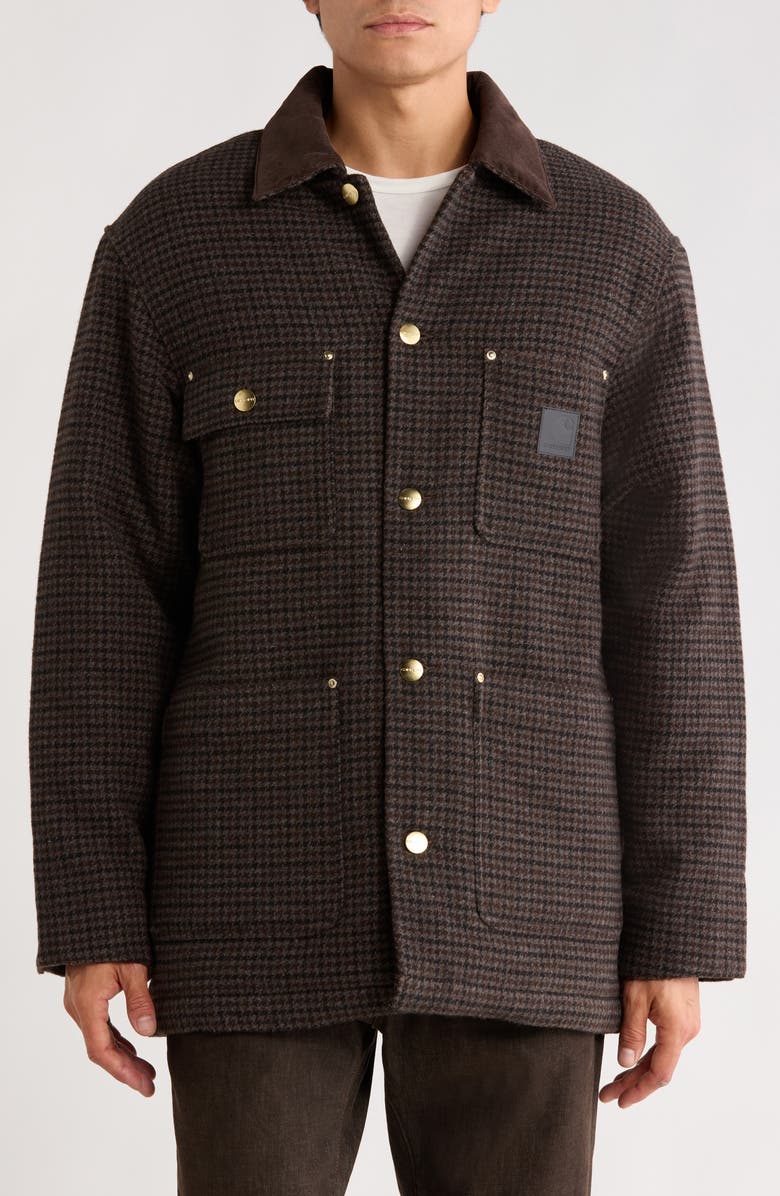 Carhartt Work In Progress Lowis Brushed Houndstooth Chore Coat, Alternate, color, Vitola Heather