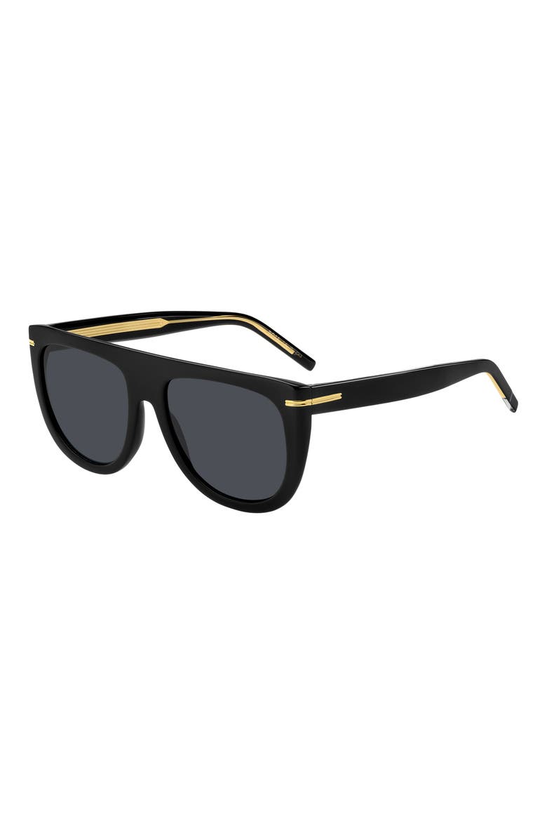 56mm Shield Sunglasses, Alternate, color, BLACK