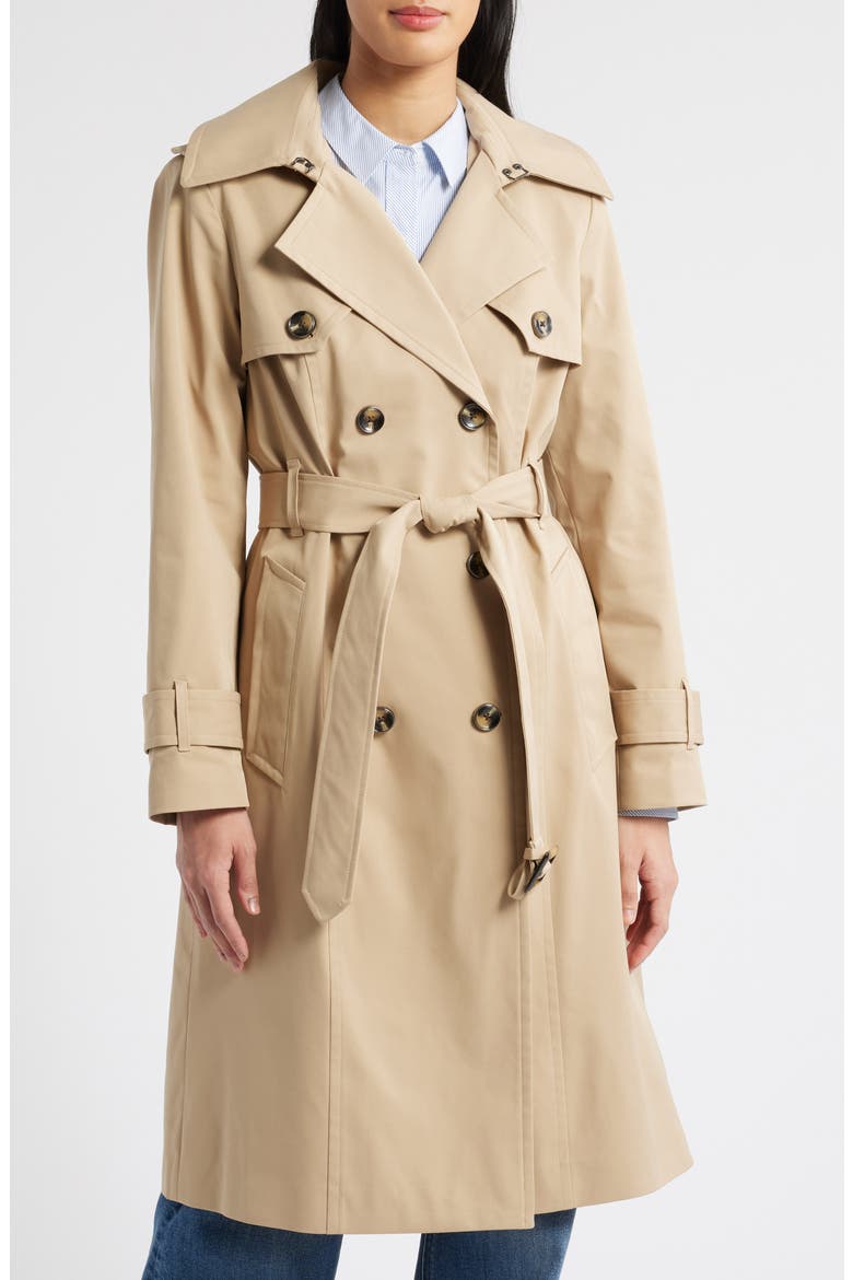 Double Breasted Trench Coat, Main, color, DARK KHAKI