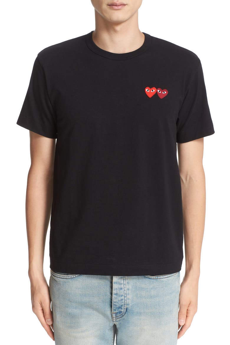 Twin Hearts Slim Fit Jersey T-Shirt, Main, color, BLACK 1