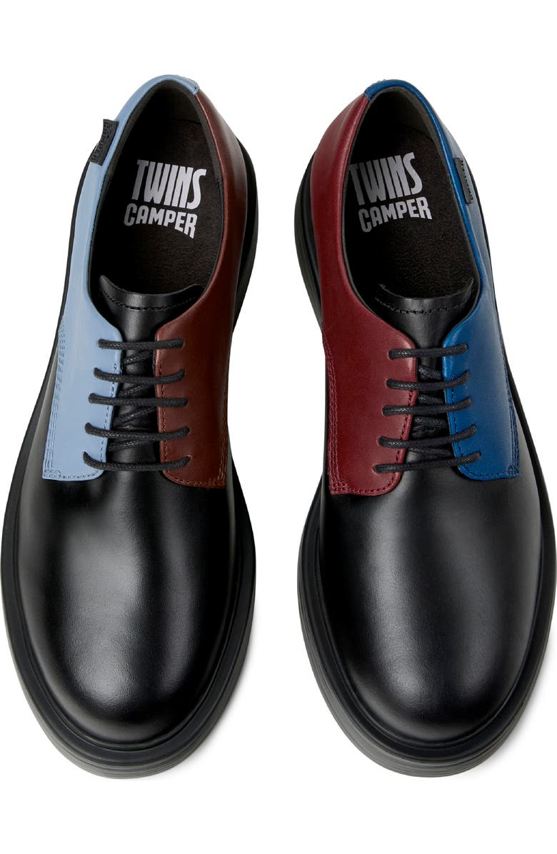 Camper Dean Twins Colorblock Leather Derby, Main, color, Black Assorted