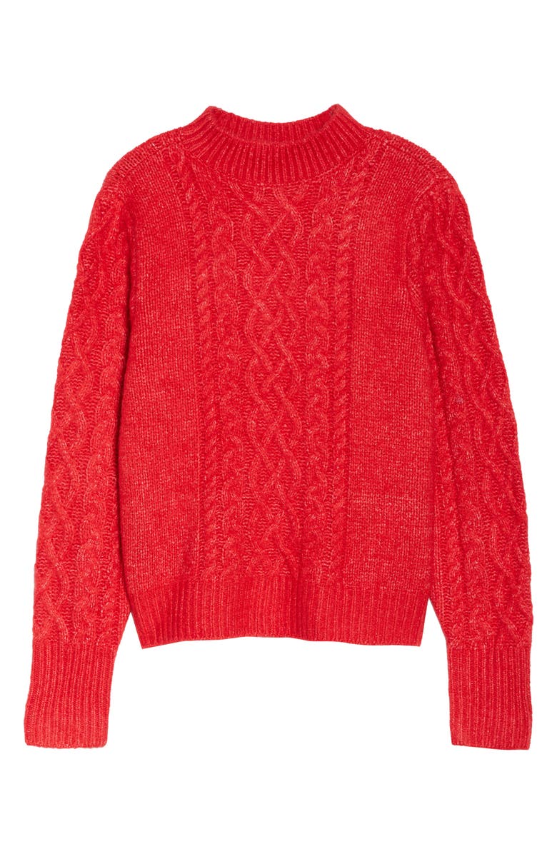 Halogen<sup>®</sup> x Atlantic-Pacific Mock Neck Cable Knit Sweater, Alternate, color, 