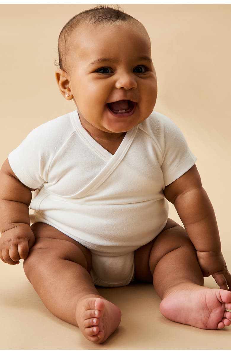 MORI Short Sleeve Kimono Bodysuit, Alternate, color, White