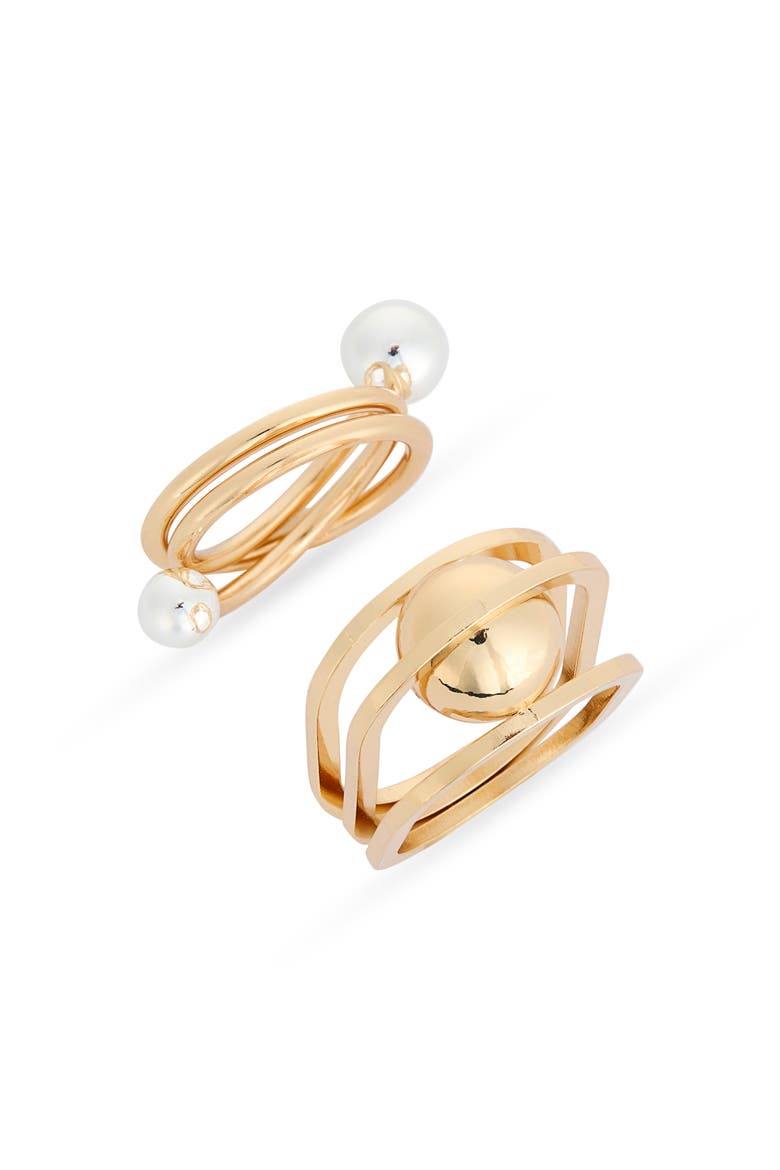 2-Pack Abstract Rings, Main, color, GOLD- SILVER