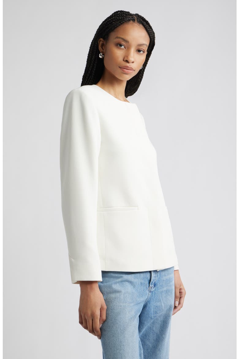 Collarless Twill Blazer, Alternate, color, IVORY TOFU