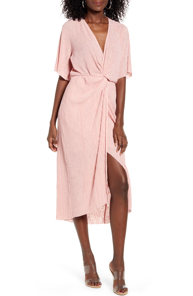All in Favor Dolman Plissé Midi Dress, Main, color,