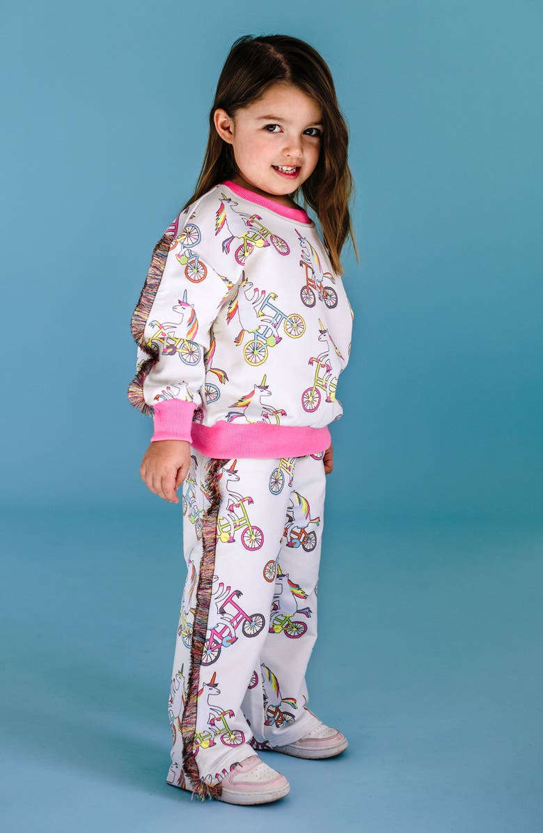 Rock Your Kid Kids
 Funky Fringe Unicorn Print Cotton Sweatshirt, Alternate, color, Cream